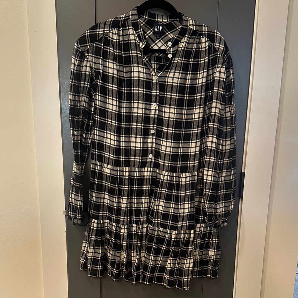 GAP Monochrome Checkered Button-Up Dress